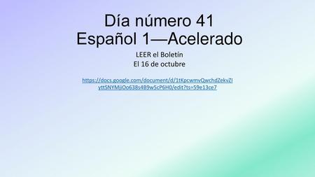 Día número 41 Español 1—Acelerado