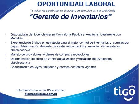 “Gerente de Inventarios”