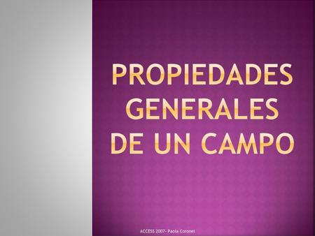 Propiedades generales de un campo