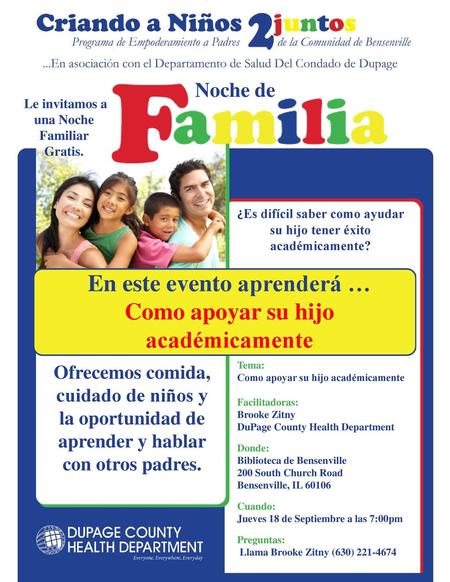En este evento aprenderá … Como apoyar su hijo académicamente