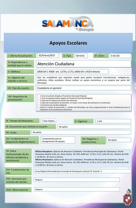 Apoyos Escolares Atención Ciudadana I. Última Actualización: