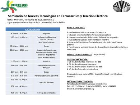 Seminario de Nuevas Tecnologías en Ferrocarriles y Tracción Eléctrica