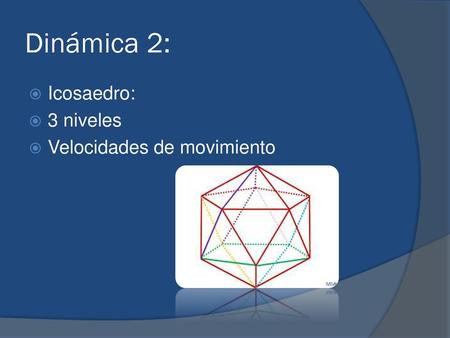 Dinámica 2: Icosaedro: 3 niveles Velocidades de movimiento.