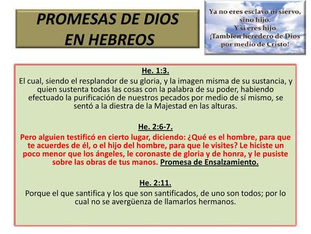 PROMESAS DE DIOS EN HEBREOS
