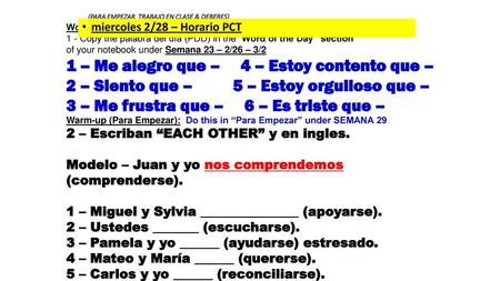 1 – Me alegro que – 4 – Estoy contento que –