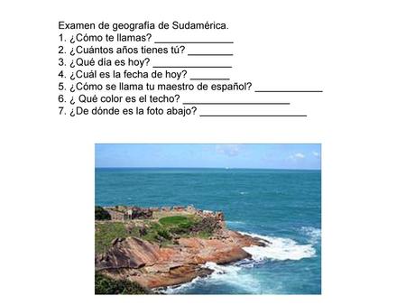Examen de geografía de Sudamérica.
