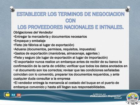 ESTABLECER LOS TERMINOS DE NEGOCIACION CON