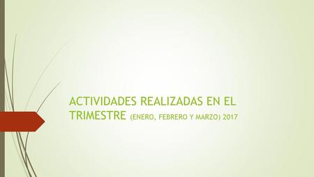 ACTIVIDADES REALIZADAS EN EL TRIMESTRE (ENERO, FEBRERO Y MARZO) 2017