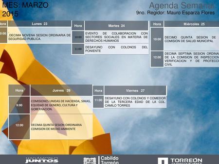 Agenda Semanal MES: MARZO no. Regidor: Mauro Esparza Flores