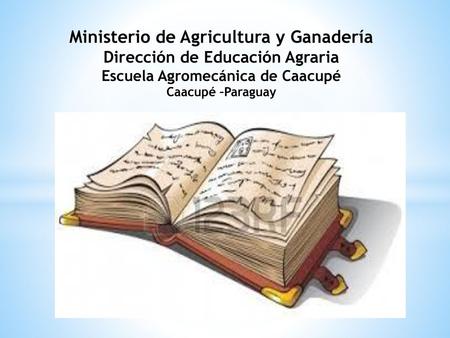 Ministerio de Agricultura y Ganadería Dirección de Educación Agraria Escuela Agromecánica de Caacupé Caacupé –Paraguay.