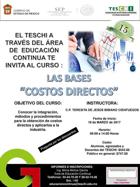 “COSTOS DIRECTOS” LAS BASES EL TESCHI A TRAVÉS DEL ÁREA DE EDUCACIÓN