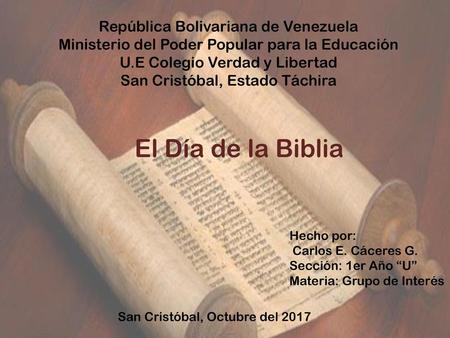 San Cristóbal, Octubre del 2017