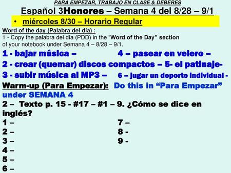 1 - bajar música – 4 – pasear en velero –