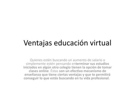 Ventajas educación virtual