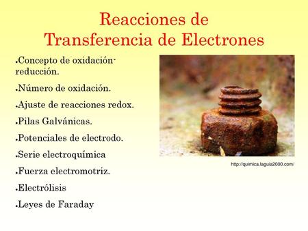 Reacciones de Transferencia de Electrones