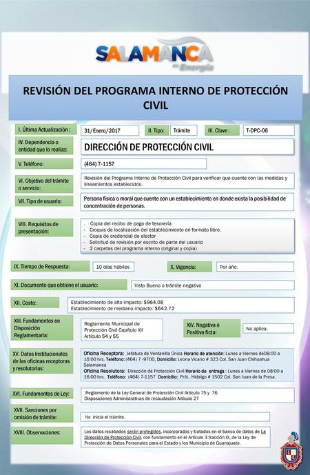 REVISIÓN DEL PROGRAMA INTERNO DE PROTECCIÓN CIVIL