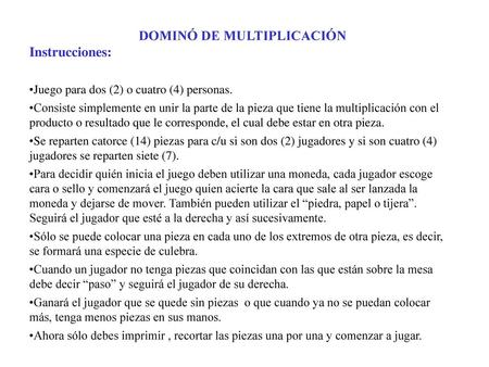 DOMINÓ DE MULTIPLICACIÓN