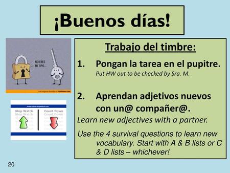 ¡Buenos días! Trabajo del timbre: