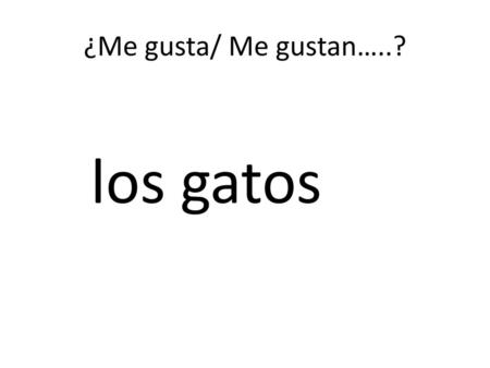¿Me gusta/ Me gustan…..? los gatos.