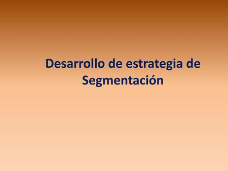 Desarrollo de estrategia de Segmentación