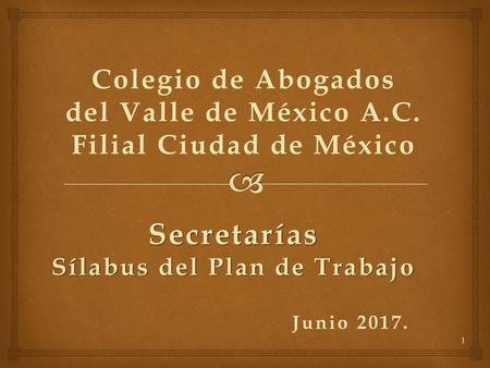 Filial Ciudad de México Sílabus del Plan de Trabajo