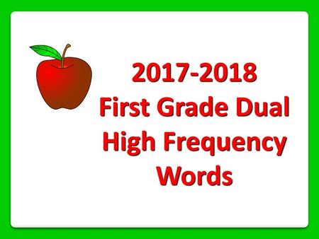 First Grade Dual High Frequency Words