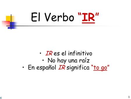 En español IR significa “to go”