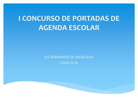 I CONCURSO DE PORTADAS DE AGENDA ESCOLAR