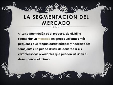 la segmentación del mercado