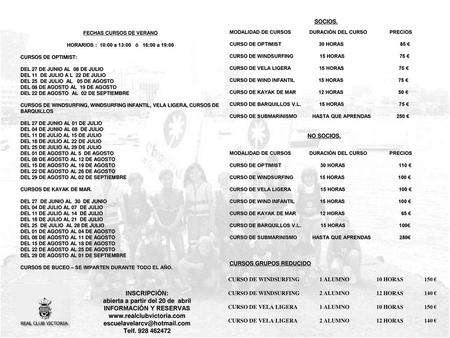 abierta a partir del 20 de abril INFORMACIÓN Y RESERVAS