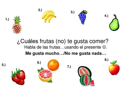 ¿Cuáles frutas (no) te gusta comer?
