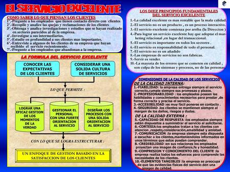 EL SERVICIO EXCELENTE LOS DIEZ PRINCIPIOS FUNDAMENTALES