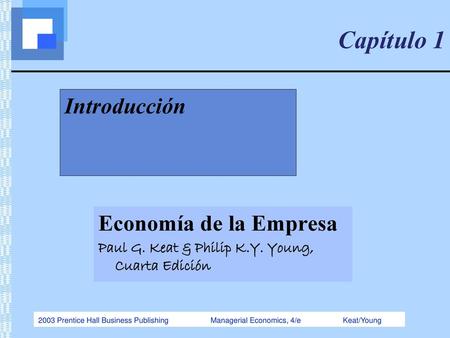 Capítulo 1 Introducción Economía de la Empresa