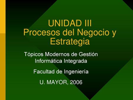 UNIDAD III Procesos del Negocio y Estrategia