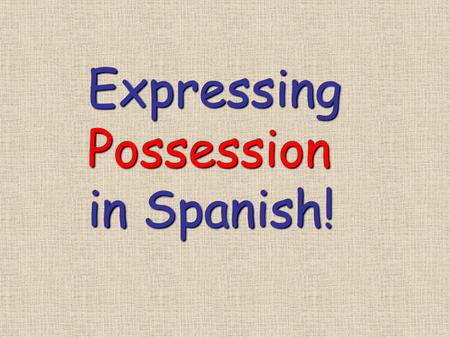 Expressing Possession in Spanish!.
