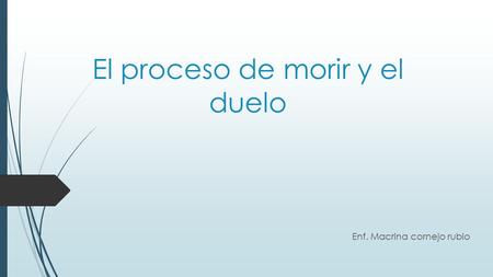 El proceso de morir y el duelo Enf. Macrina cornejo rubio.