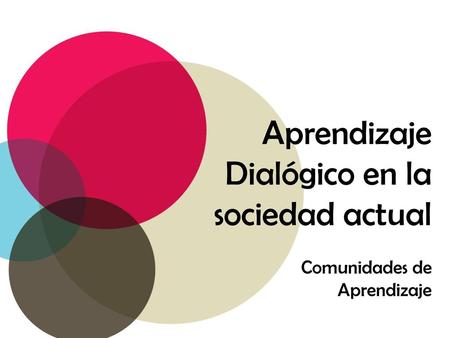 Aprendizaje Dialógico en la sociedad actual