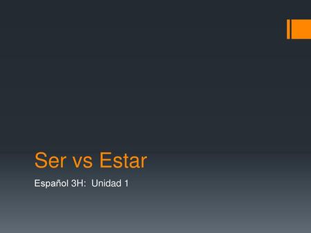 Ser vs Estar Español 3H: Unidad 1.