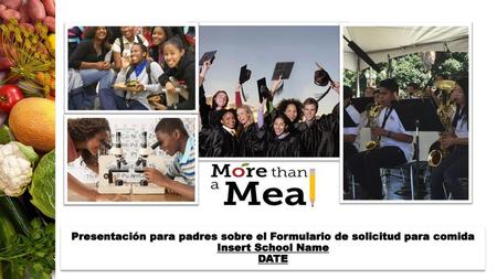 Presentación para padres sobre el Formulario de solicitud para comida