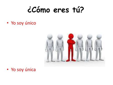 ¿Cómo eres tú? Yo soy único Yo soy única.