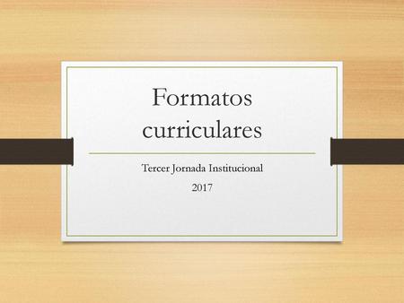 Formatos curriculares