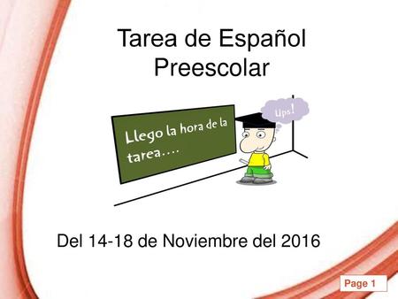 Tarea de Español Preescolar