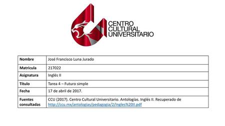 Nombre José Francisco Luna Jurado Matricula 217022 Asignatura
