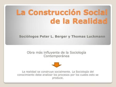 La Construcción Social de la Realidad