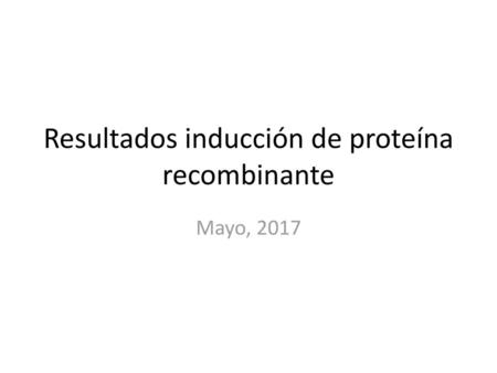 Resultados inducción de proteína recombinante