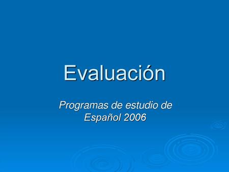 Programas de estudio de Español 2006