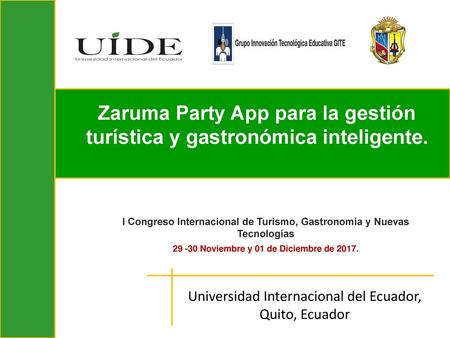 Zaruma Party App para la gestión turística y gastronómica inteligente.