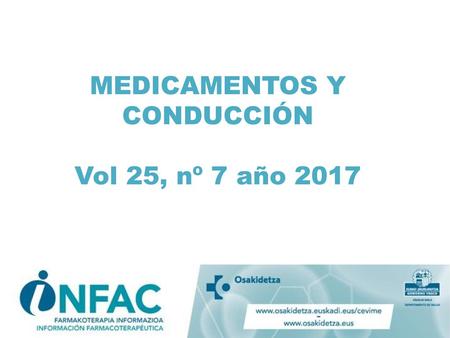 MEDICAMENTOS Y CONDUCCIÓN Vol 25, nº 7 año 2017