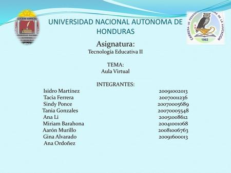 UNIVERSIDAD NACIONAL AUTONOMA DE HONDURAS