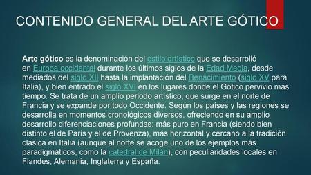 Contenido general del arte gótico